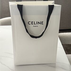 Celine White Shopping Bag with Black Handles